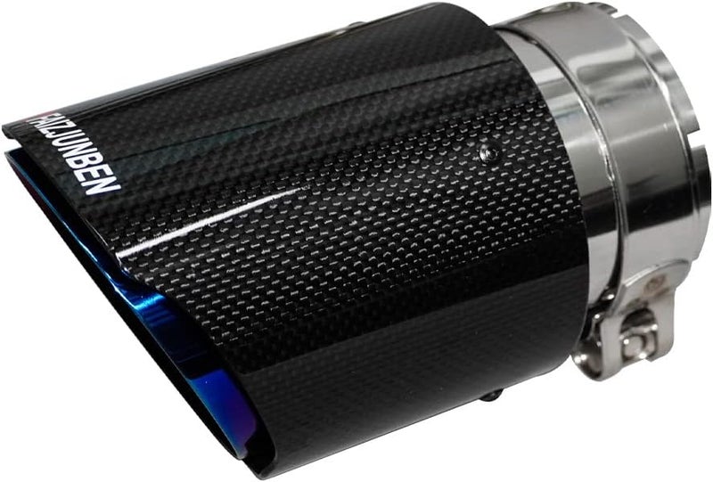FAIZJUNBEN carbon fiber exhaust tips, 3 inch inlet, 4 inch outlet, mirror carbon fiber exhaust tips, stainless steel blue carbon fiber car exhaust tips. - Image 1
